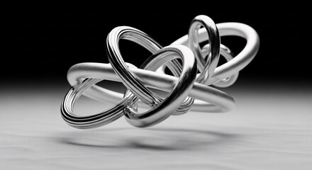 Fototapeta premium Abstract Silver Intertwined Rings Sculpture