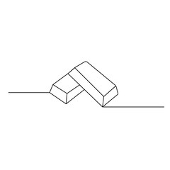 Gold bar icon  continuous one line drawing  outline vector illustration