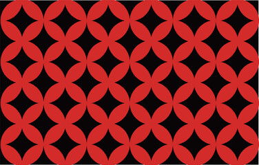 七宝文様のシームレスパターン　黒赤