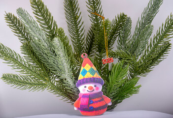 Christmas landscape with gifts and snow. Merry christmas and happy new year . Christmas celebration holiday background