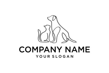 Continuous Line Art Dog and Cat Pet Logo Design for Veterinary and Animal Care Businesses