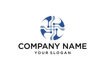 Modern Circuit Board Circular Logo Design for Technology and Data Companies