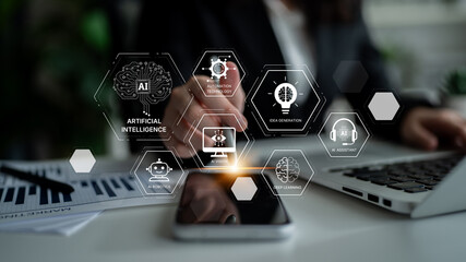 AI learning system involves deep learning, supervised machine learning, and natural language processing. AI learning diagram shows how AI advances learn in automation and data processing. Spline