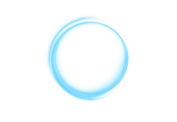 Blue spiral light forms circular path of motion. Smooth gradient adds illusion of depth and flow. PNG element for futuristic, abstract, and digital backgrounds.