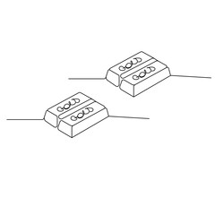 Gold bar icon  continuous one line drawing  outline vector illustration