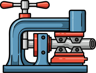 Illustration of a pipe cutter tool for industrial use.