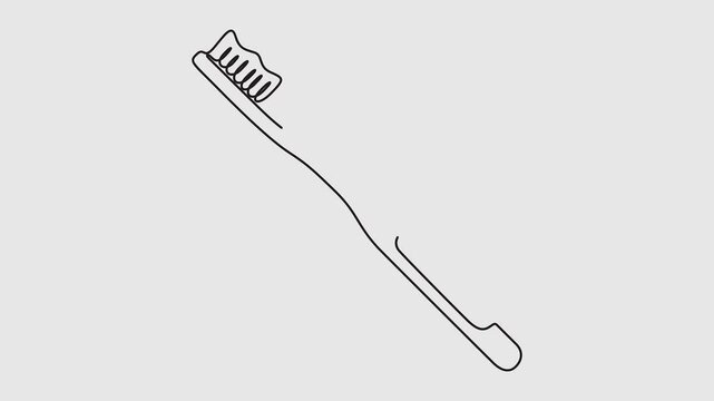 Continuous one line drawing of toothbrush. Full length single line animation