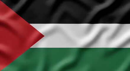 Obraz premium Flag of Palestine. It features three horizontal stripes of black, white, and green, from top to bottom.