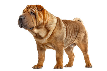 Sharpei dog on a white background seen in profile