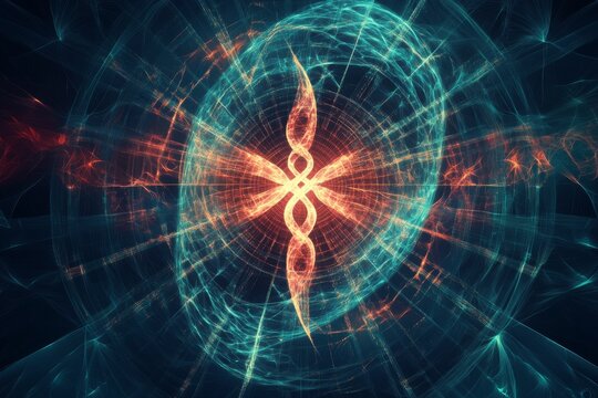 Abstract fractal mandala with swirling patterns and medical symbol design - Powered by Adobe