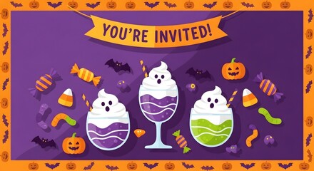 Fototapeta premium Spooky delights await you! Join us for a Halloween bash filled with treats and ghostly sips. Its magic!