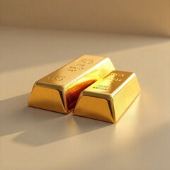 gleaming gold bars on a table with soft lighting.
