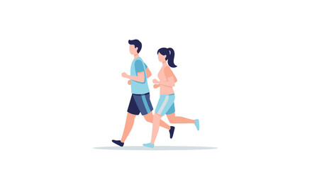 Vector Illustration of Active Couple Jogging Together for Health and Fitness Promotion, Ideal for Sports, Wellness, and Healthy Lifestyle Campaigns and Advertising