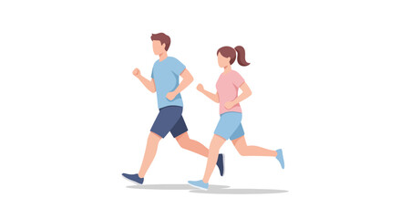 Active Couple Engaged in Outdoor Running for Health and Fitness Illustration for promoting exercise, wellness programs, and healthy lifestyle campaigns
