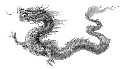 Obraz premium Ink of the East: The Celestial Dragon Who Dances Through Time