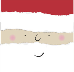 Minimalist Santa Claus Face in Paper Cut Style