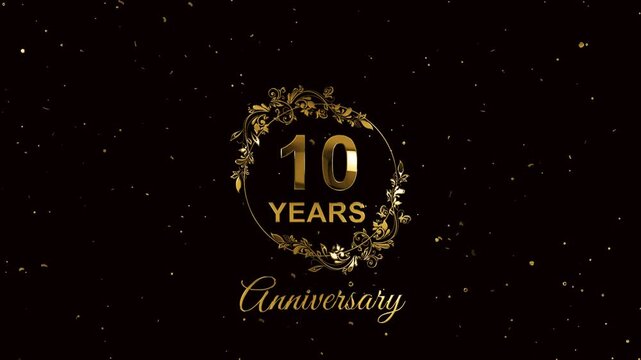 golden text ten years anniversary alpha channel background