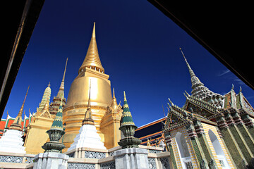 Fototapeta premium The beauty architecture of the sanctuary at Wat Phra Si Rattana Satsadaram (Temple of the Emerald Buddha) Bangkok Thailand