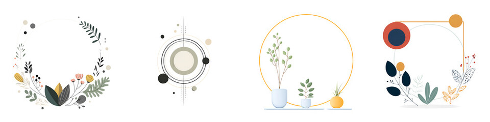 Minimalist Floral Frames & Geometric Design Elements Collection