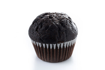 Chocolate muffins isolated on white background