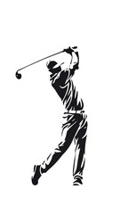 Golfer Swing Silhouette Vector Illustration