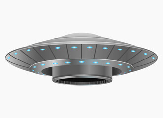 Illustration of a flying saucer isolated on a white background.