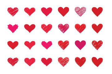 Vector Hearts Assorted Red Heart Shapes for Valentine's Day Design