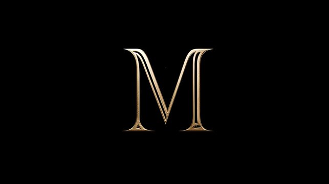 Luxury golden letter “M” logo on a black background. Concept: luxury, sophistication, exclusivity. ideal for fashion brands, jewelry companies, premium businesses, and personal monogram branding.
