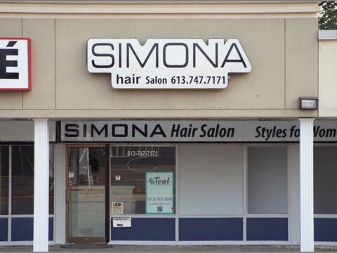 Gloucester, ON, Canada-May 23,2025:The storefront for "SIMONA hair Salon" at 1752 Montreal Rd.

