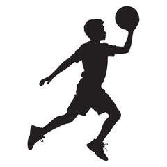 Silhouette of Boy Playing Basketball