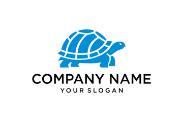 Blue Geometric Turtle Logo Design for Company Branding