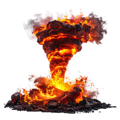 Dramatic Volcanic Eruption with Lava and Smoke Cloud