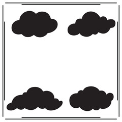 Set of Black Silhouetted Clouds - Various Cloud Shapes and Sizes - Vector Icons for Weather, Sky, and Nature Designs