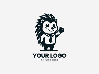 Cute hedgehog wearing business suit representing smart strategy and modern corporate identity vector illustration