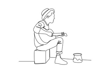 Simple continuous line of musical performance. Simple line, creativity, vector.