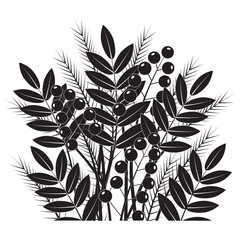 Christmas bouquet of Christmas tree branches and berries. It is suitable for making Christmas greeting cards and New Year's invitations