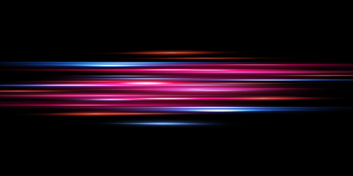 Motion light effect for banners. Blue lines. The effect of speed on a blue background. Red lines of light, speed and movement. Vector lens flare.	
