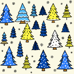 Obraz premium christmas trees seamless pattern