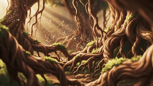 木の根 絡み合う美 柔らかな光 アニメーション散策