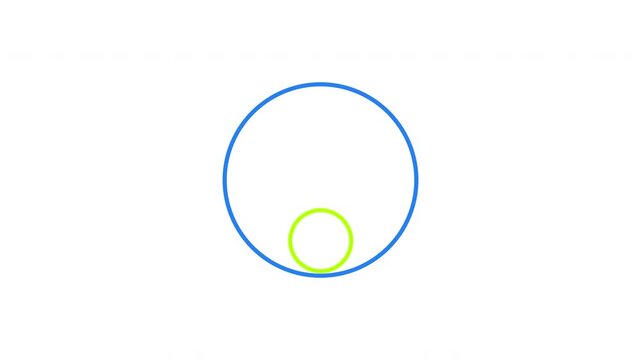 Small green circle rotating and bouncing inside blue ring loading animation. Outline round. Animated throbber on transparent background. UI design element 4K video. Progress indicator, buffering