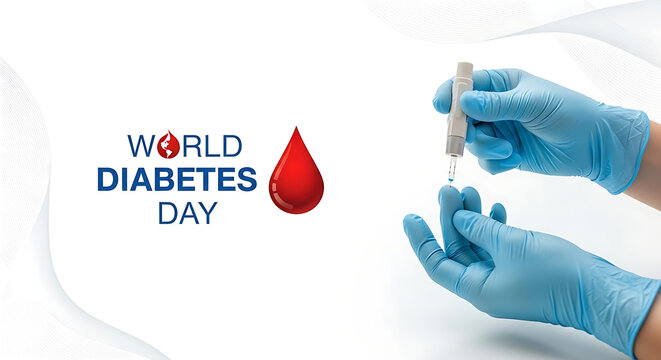 World Diabetes Day Blood Glucose Test Awareness Banner Clean Medical Design