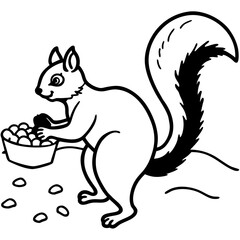 Squirrel eating nuts from a bowl