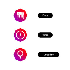 Minimalist Date Time Location Icons Set