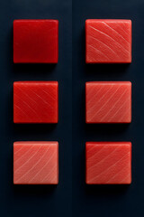 six Bluefin tuna on Blue Background	