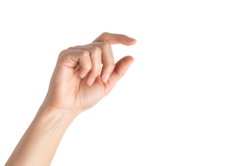 Woman hand posed with gentle curl, ready to hold something small