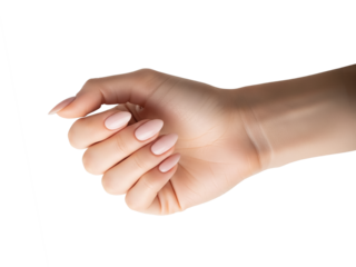 two Graceful woman Hands with Perfectly Manicured Pink Nails, Poised and Delicate