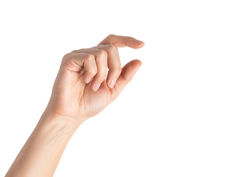 Woman hand posed with gentle curl, ready to hold something small
