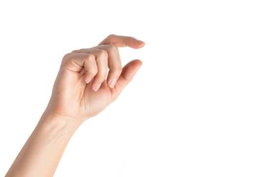 Woman hand posed with gentle curl, ready to hold something small - Powered by Adobe