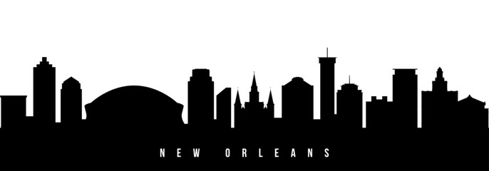 Vector silhouette illustration of New Orleans City urban skyline. Modern minimalist cityscape graphic, perfect for travel, banners or backgrounds.