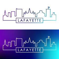 Lafayette skyline. Colorful linear style. Single line. Editable vector file.